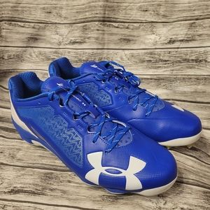 Under Armour Mens Deception Low Diamondtips Baseball Cleat Blue White Size 14 D